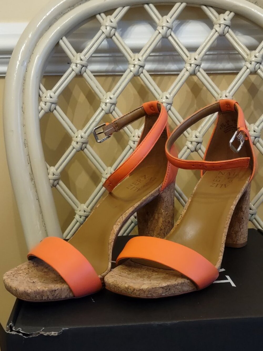 Apricot cork heels